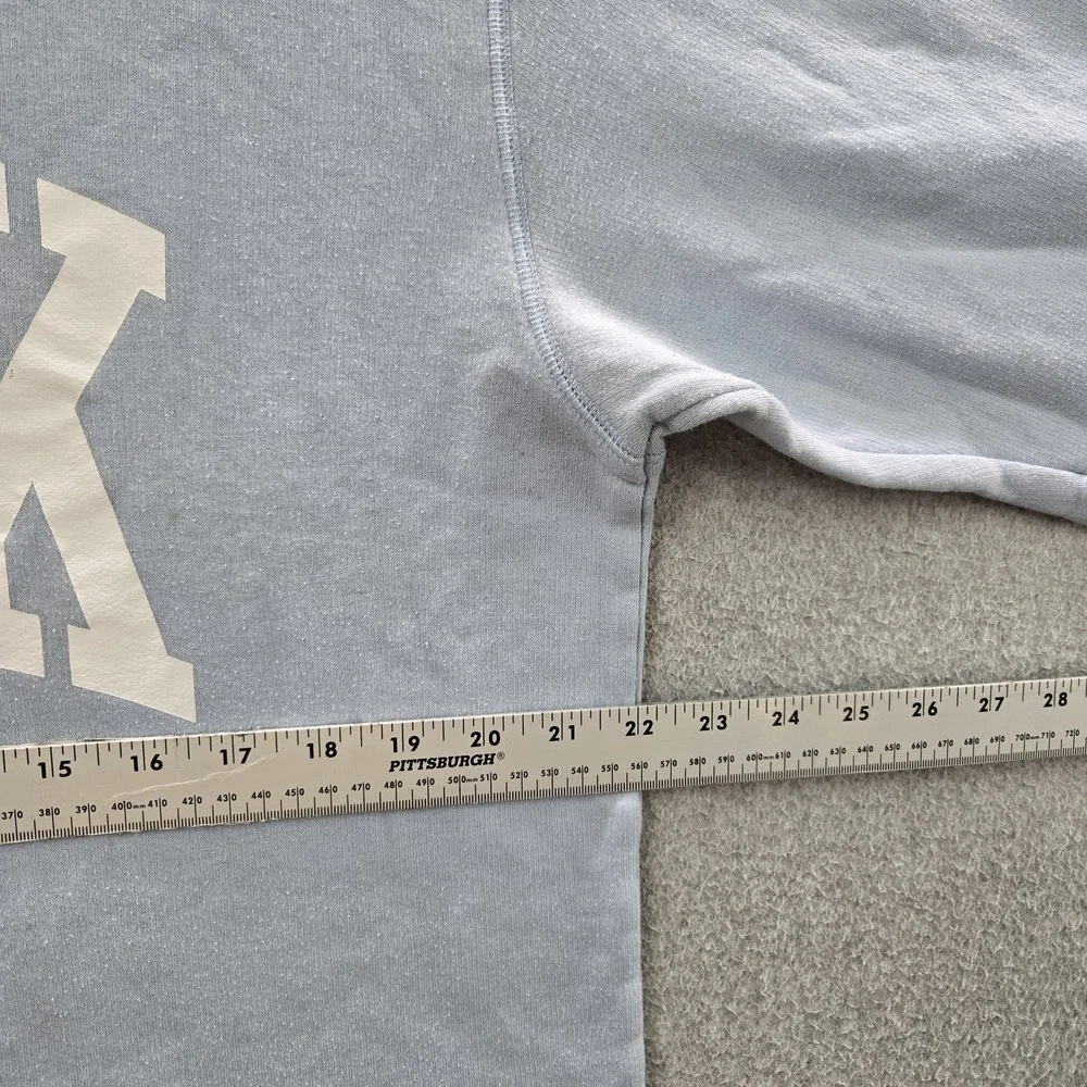 PINK Victoria's Secret Women Sweatshirt L Light Blue Colorblock Crew Neck Campus